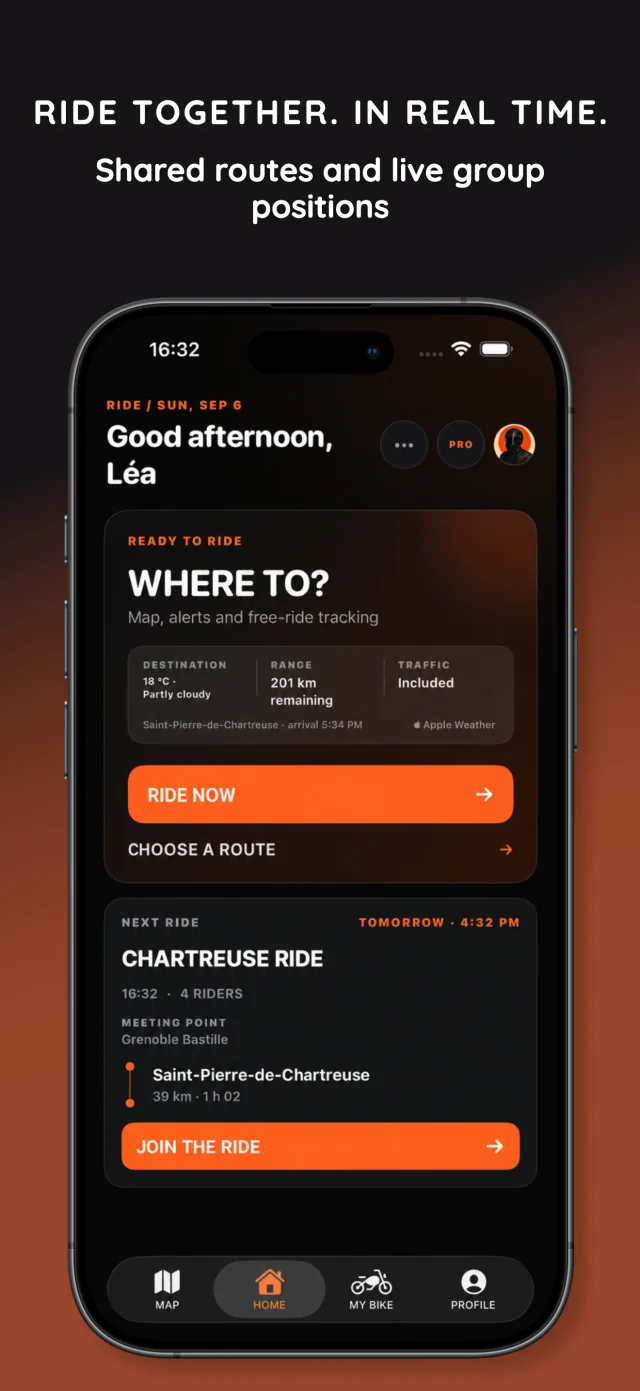 Live MotoLert group ride location tracking
